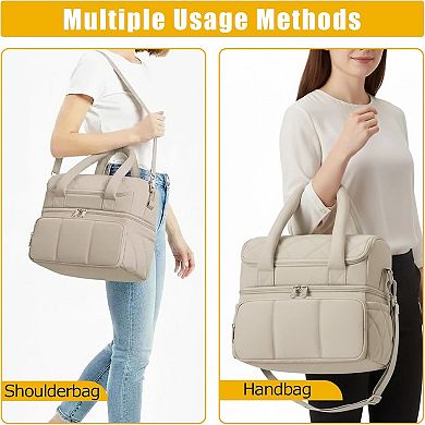 Double Decker Lunch Bag,Wide Opening Insulated Lunch Bag,Waterproof Large Leakproof Cooler Bag