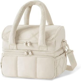 Double Decker Lunch Bag,Wide Opening Insulated Lunch Bag,Waterproof Large Leakproof Cooler Bag