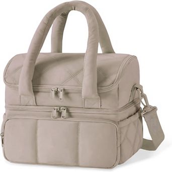 Double Decker Lunch Bag,Wide Opening Insulated Lunch Bag,Waterproof Large Leakproof Cooler Bag