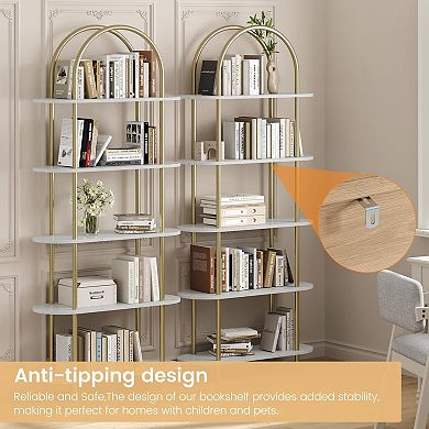 Arched Bookshelf,5 Tier Arched Bookcase,Display Rack,Book Shelf,Display Shelving Unit Storage Rack