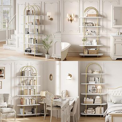 Arched Bookshelf,5 Tier Arched Bookcase,Display Rack,Book Shelf,Display Shelving Unit Storage Rack
