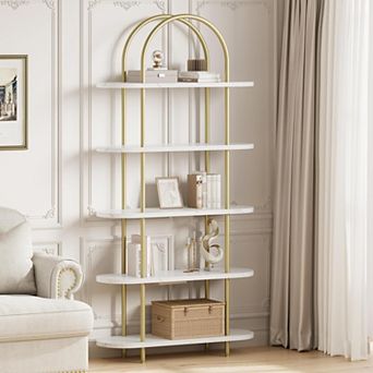 Arched Bookshelf,5 tier Arched Bookcase,Display Rack,Book Shelf,Display Shelving Unit Storage Rack