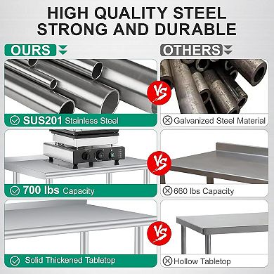 Stainless Steel Work Table,Heavy Duty Food Prep Worktable,Commercial Metal Table