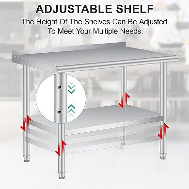 Stainless Steel Work Table,Heavy Duty Food Prep Worktable,Commercial Metal Table