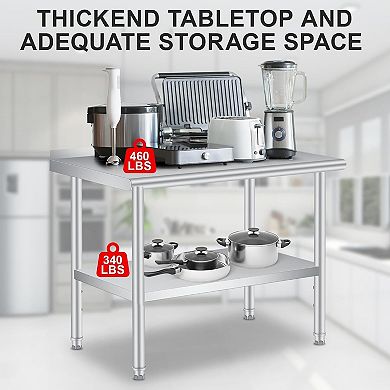 Stainless Steel Work Table,Heavy Duty Food Prep Worktable,Commercial Metal Table