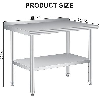 Stainless Steel Work Table,Heavy Duty Food Prep Worktable,Commercial Metal Table