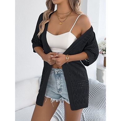 Women's Lightweight Summer Cardigans Short Sleeve Knit Crochet Coverups Boho Beach Vacation Clothes