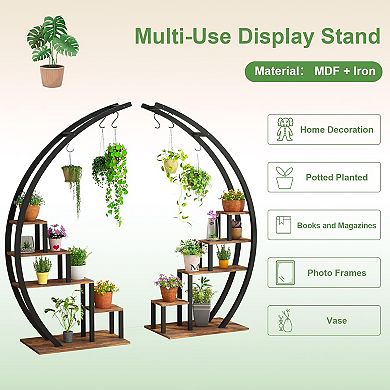 5 Tier Flower Plant Stand Indoor, 2 Pack Half Moon Plant Shelf Tall
