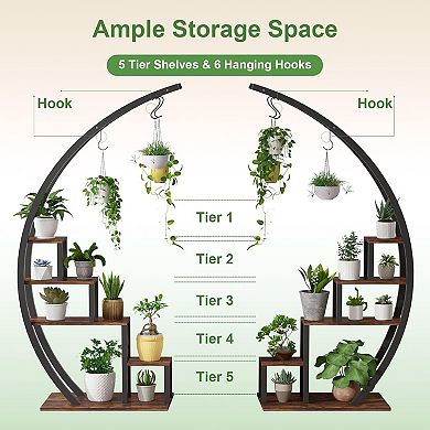 5 Tier Flower Plant Stand Indoor, 2 Pack Half Moon Plant Shelf Tall