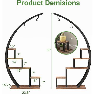 5 Tier Flower Plant Stand Indoor, 2 Pack Half Moon Plant Shelf Tall