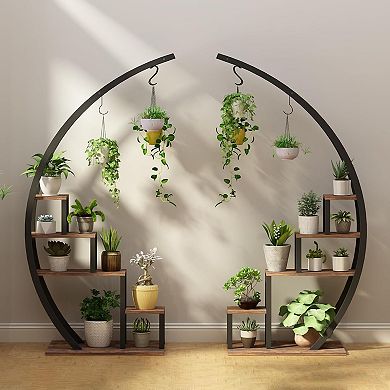 5 Tier Flower Plant Stand Indoor, 2 Pack Half Moon Plant Shelf Tall