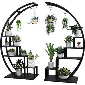 5 tier Flower Plant Stand Indoor, 2 Pack Half Moon Plant Shelf Tall