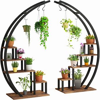 5 tier Flower Plant Stand Indoor, 2 Pack Half Moon Plant Shelf Tall
