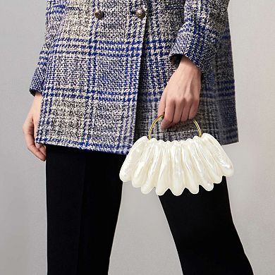 Elegant Shell-Shaped Acrylic Purse with Chain,Golden Evening Bag,Evening Bag,Shell Shaped Handbag