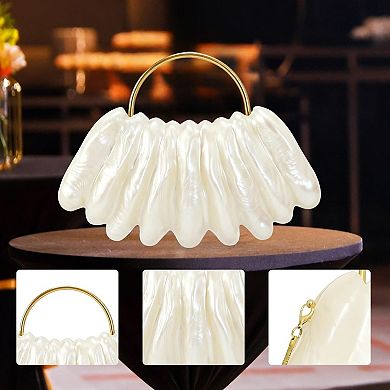Elegant Shell-Shaped Acrylic Purse with Chain,Golden Evening Bag,Evening Bag,Shell Shaped Handbag