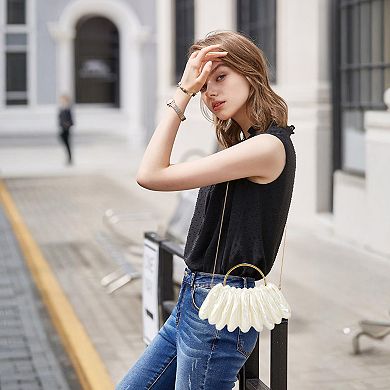 Elegant Shell-Shaped Acrylic Purse with Chain,Golden Evening Bag,Evening Bag,Shell Shaped Handbag