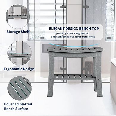 Shower Bench with Storage Shelf, Shower Seat Stool Showers Chair, Non-Slip Spa Stool