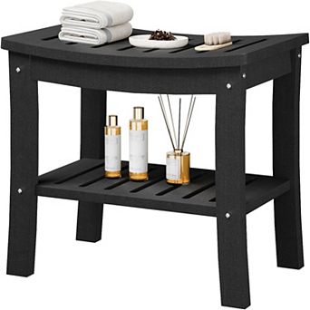 Shower Bench with Storage Shelf, Shower Seat Stool Showers Chair, Non-Slip Spa Stool