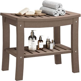 Shower Bench with Storage Shelf, Shower Seat Stool Showers Chair, Non-Slip Spa Stool