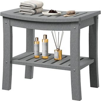 Shower Bench with Storage Shelf, Shower Seat Stool Showers Chair, Non-Slip Spa Stool