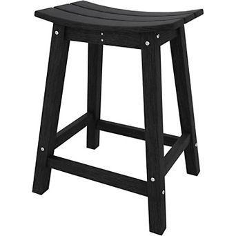 Weather-Resistant HDPE Adirondack Bar Stools Set, Outdoor Bar Height Stools with Footrest