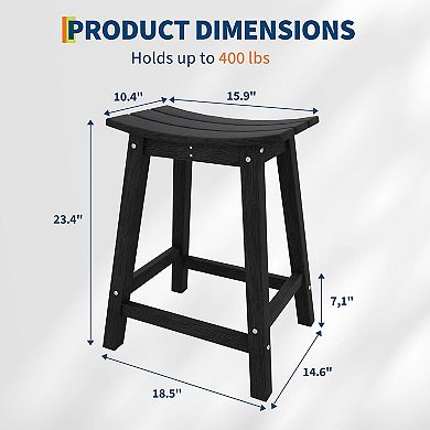 Weather-Resistant HDPE Adirondack Bar Stools Set, Outdoor Bar Height Stools with Footrest