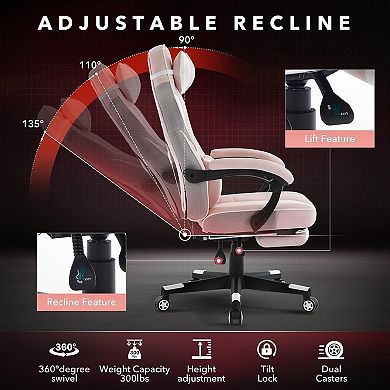 Gaming Chair,High Back Computer Chair with Footrest and Lumbar Support,Height Adjustable Game Chair