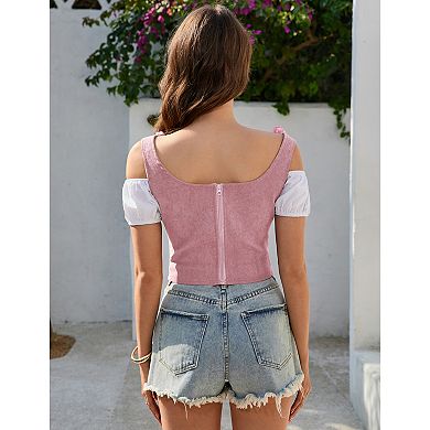 Women 2 in1 Corset Vest Cosplay Costume Pirate Bodice