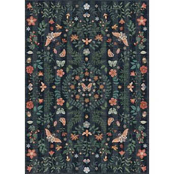 Insect Botanical Washable Runner Rugs,Boho Under Table Carpet