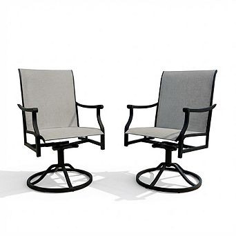 Set of 2 High-Back Swivel Bar Stools, Breathable Textilene Patio Chairs for Garden Lawn Backyard