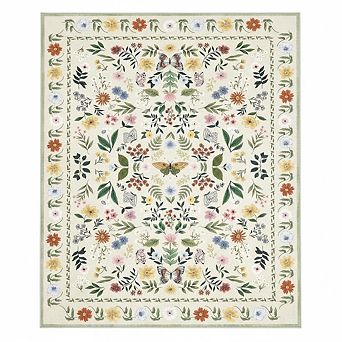 Floral Vintage Washable Non-Slip Rug，Soft Low Pile Thin Floor Mat，Indoor