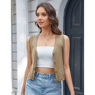 Women Casual Cardigan Vest Knit Button Down Tank Top