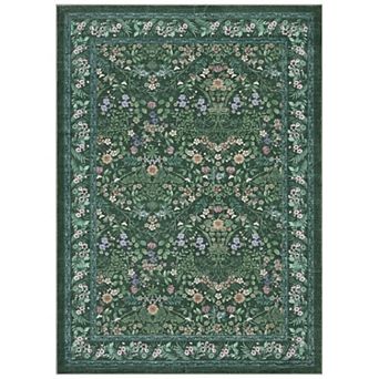 Washable Folding Floral Print Area Rug with Non - Slip Backing