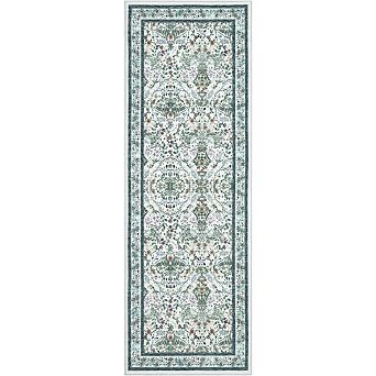Washable Folding Floral Print Area Rug with Non - Slip Backing