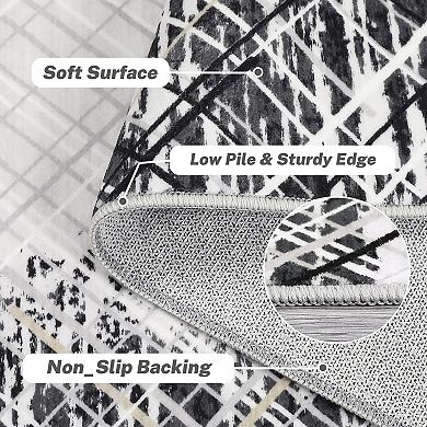 Area Rug，Large Area Rug, Modern Bordered Rug，Stain Resistant，Non-Slip Accent Rug