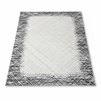 Area Rug，Large Area Rug, Modern Bordered Rug，Stain Resistant，Non-Slip Accent Rug