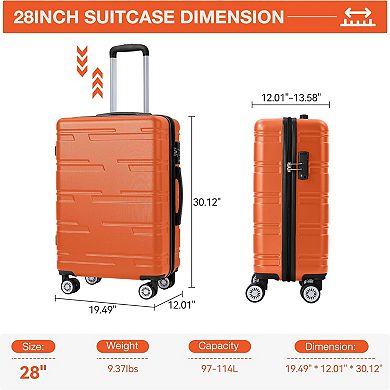 28 in Hardside Carry On Luggage with Wheels, Expandable Lightweight Suitcase,Hardshell Cabin Luggage