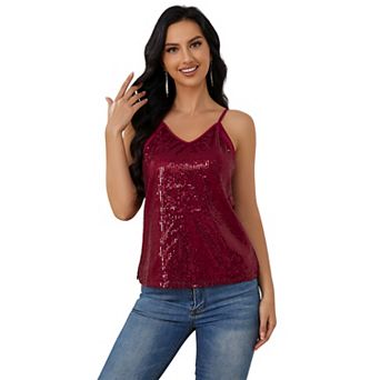 Women's Sequined Shining Camisole Club Party Sleeveless Top
