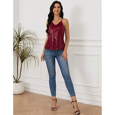 Women's Sequined Shining Camisole Club Party Sleeveless Top