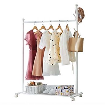 Clothes Rack,Rolling Clothing Rack,Garment Rack With Wheels,Metal Clothes Organizer,Wardrobe Rack
