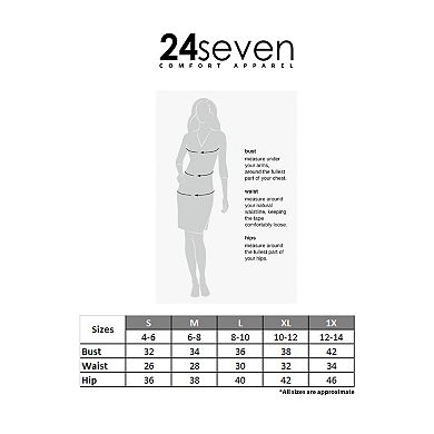 Women's 24Seven Comfort Apparel Blue Abstract V-Neck Cap Sleeve A-Line Pocket Dress