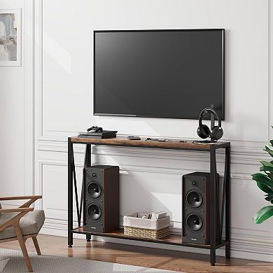 2-Tier Narrow Console Table, V-Shaped Design Entryway Table with Sturdy Metal Frame