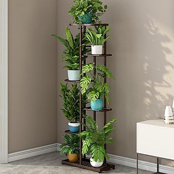 6 tier Metal Plant Stand Indoor, Corner Plant Shelf with Multiple Display Rack