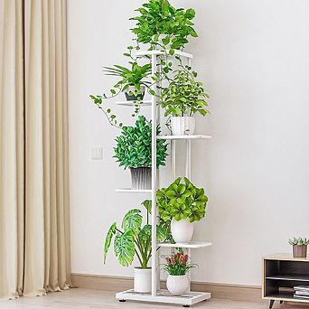 6 tier Metal Plant Stand Indoor, Corner Plant Shelf with Multiple Display Rack