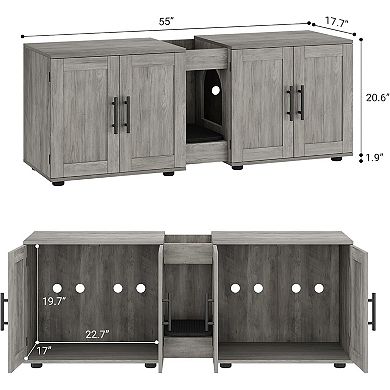 Double Cat Litter Box Enclosure,Modern Cat Litter Box Furniture Hidden for 2 Cats