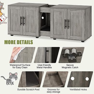 Double Cat Litter Box Enclosure,Modern Cat Litter Box Furniture Hidden for 2 Cats