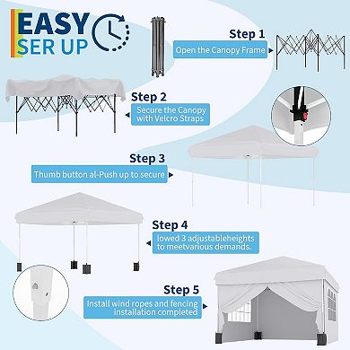 10'x10' Pop Up Waterproof Canopy Tent with Sidewalls Carry Bag for Camping Events