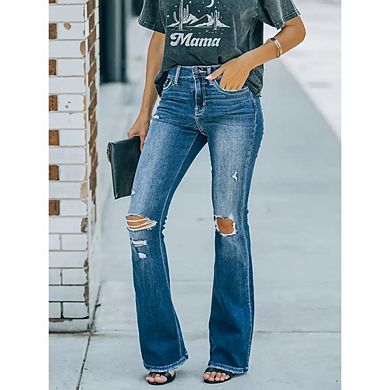 Women's Flare Bell Bottom Jeans High Waisted Wide Leg Bootcut Jeans Causal Stretchy Denim Pants