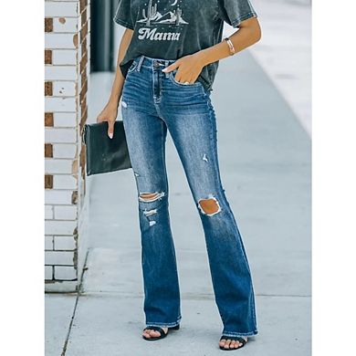 Women's Flare Bell Bottom Jeans High Waisted Wide Leg Bootcut Jeans Causal Stretchy Denim Pants