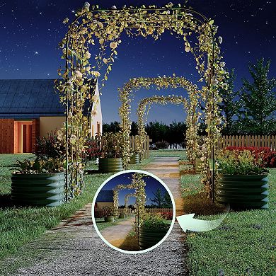 Galvanized Raised Garden Bed With Trellis,Tall Garden Arch Trellis,Expandable Metal Planter Box